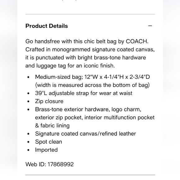 COACH Essential Signature Canvas Belt Bag in tan/rust - Picture 4 of 8